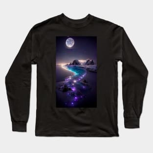 night glow at north pole under moonshine Long Sleeve T-Shirt